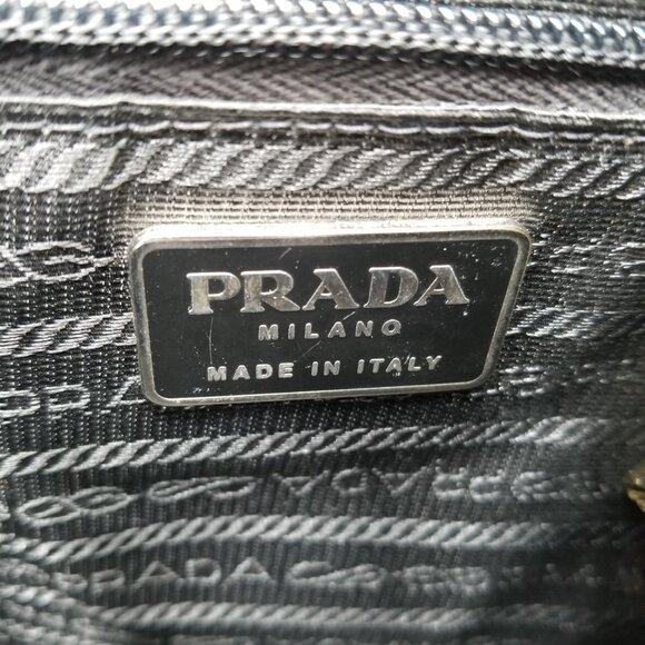 Prada Khaki Green Tessuto Nylon Brown Leather Hobo Shoulder Bag Made in Italy - Picture 13 of 14